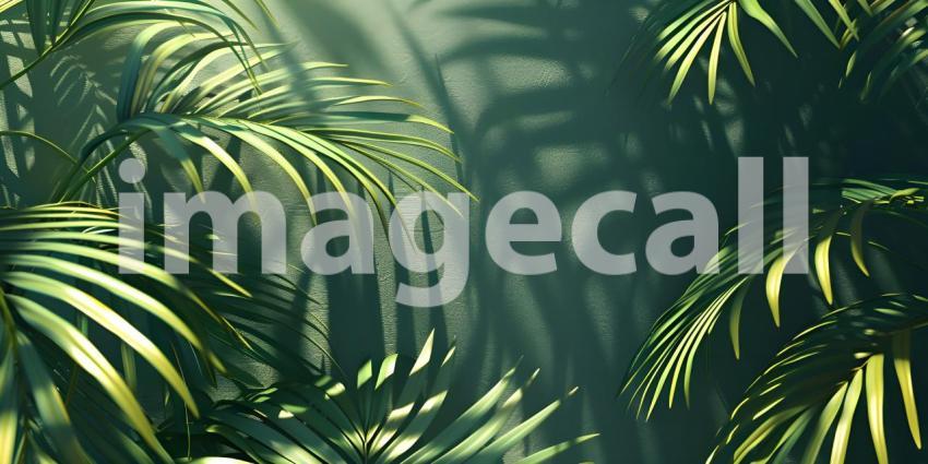 Sunlight Dappling Through Lush Palm Leaves, Tropical Shadows and Sunlight