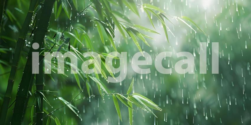 Bamboo Forest Bathed in a Summer Rain