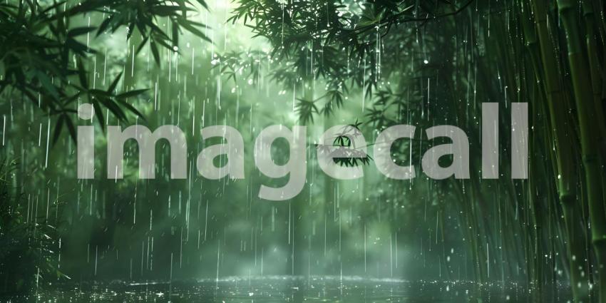 Bamboo Forest Bathed in a Summer Rain