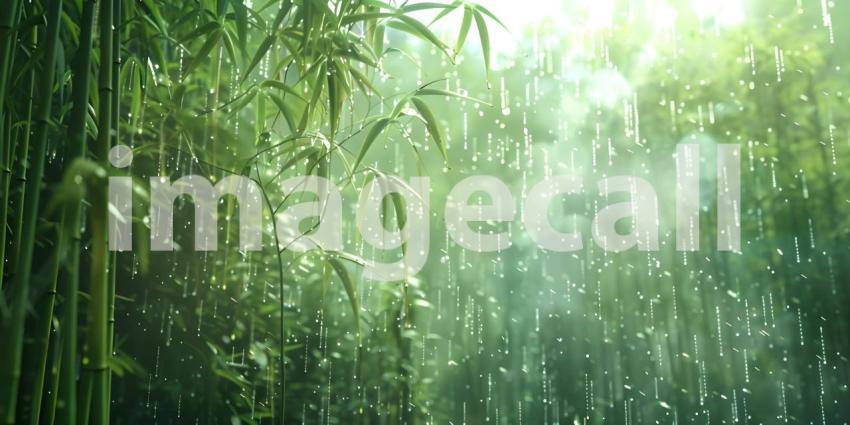 Bamboo Forest Bathed in a Summer Rain