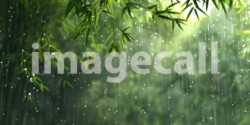 Bamboo Forest Bathed in a Summer Rain