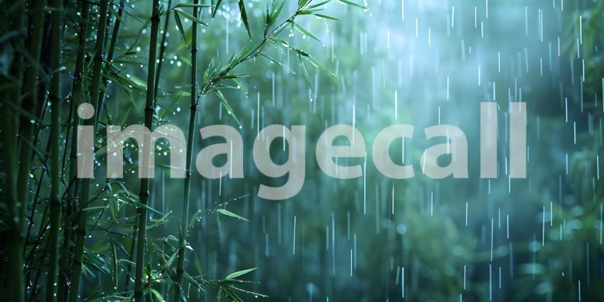 Bamboo Forest Bathed in a Summer Rain