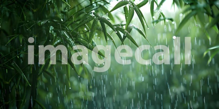 Bamboo Forest Bathed in a Summer Rain
