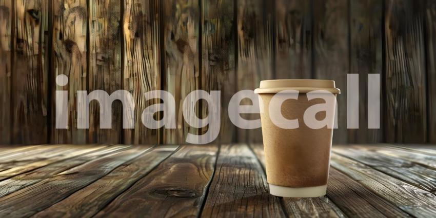 The Perfect Pick-Me-Up: A Coffee on a Cozy Wooden Table Mockup