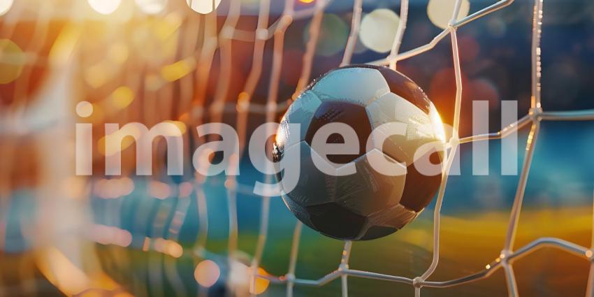 Awaiting the Kickoff: The Ball Rests Near the Goal, The Goal Beckons: A Soccer Ball on the Pitch