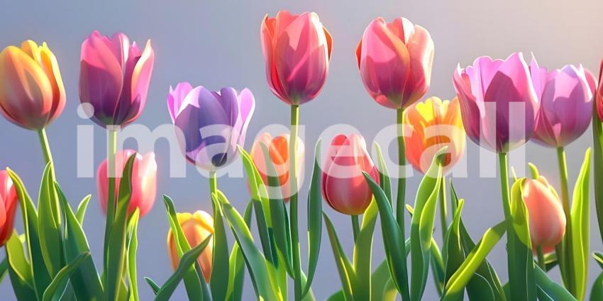 A Tapestry of Spring: A Vibrant Field of Multicolored Tulips