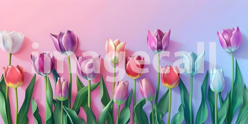 A Tapestry of Spring: A Vibrant Field of Multicolored Tulips