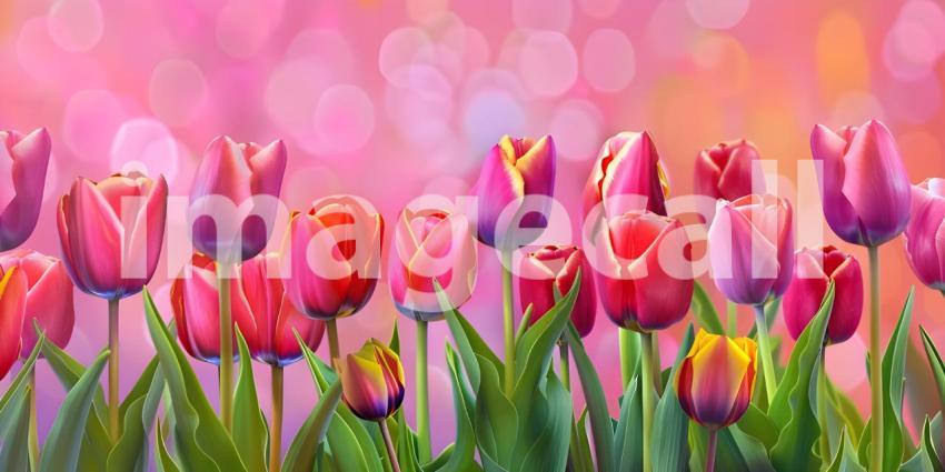 A Tapestry of Spring: A Vibrant Field of Multicolored Tulips