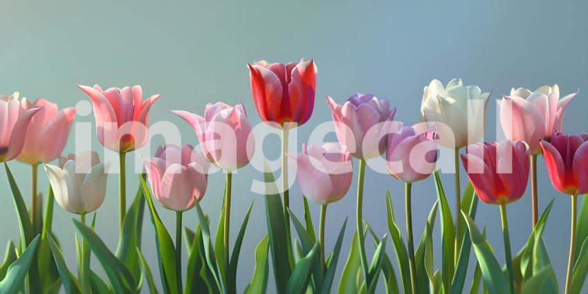 A Tapestry of Spring: A Vibrant Field of Multicolored Tulips