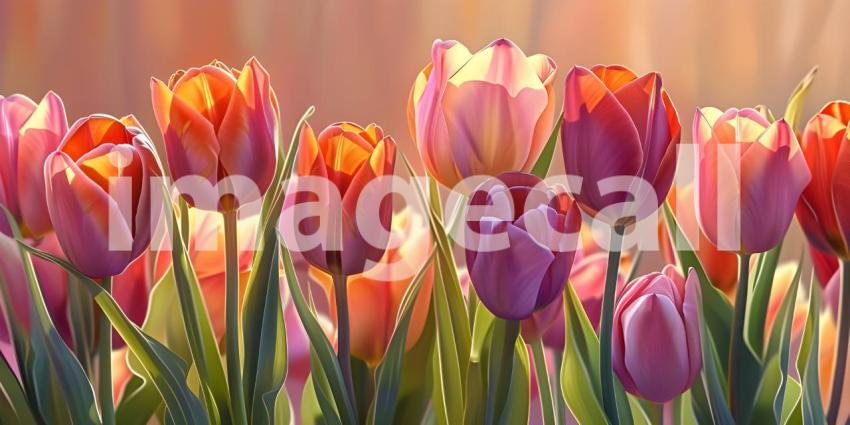 A Tapestry of Spring: A Vibrant Field of Multicolored Tulips