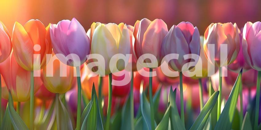 A Tapestry of Spring: A Vibrant Field of Multicolored Tulips