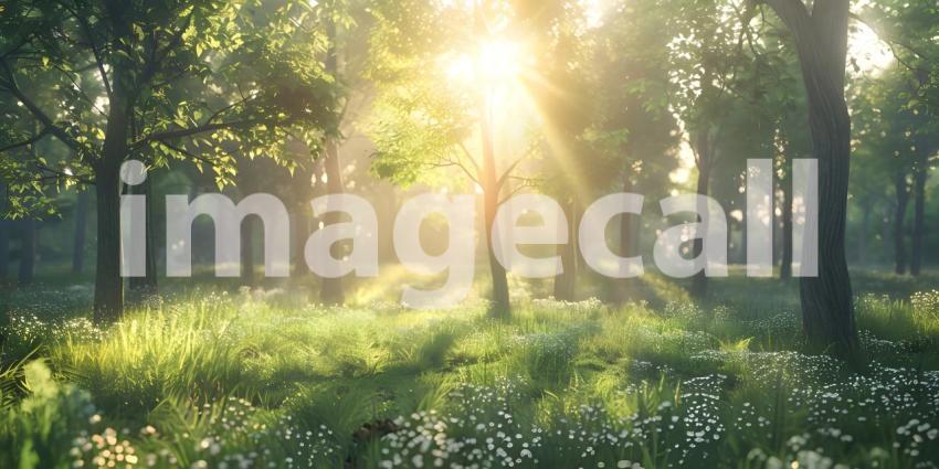 A Sunlit Path Through the Misty Forest