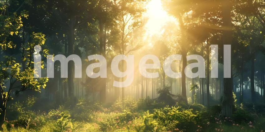 A Sunlit Path Through the Misty Forest