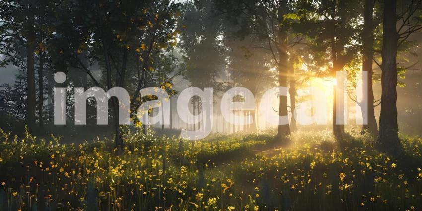 A Sunlit Path Through the Misty Forest