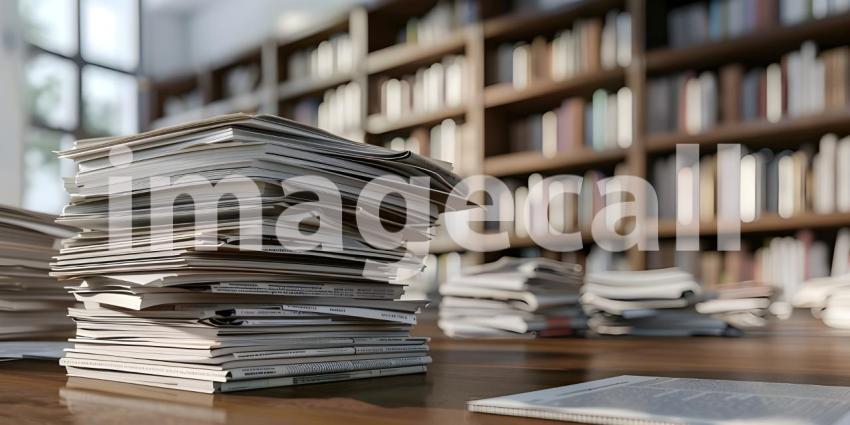 A Towering Pile of News: A Mountain of Paper in a Library