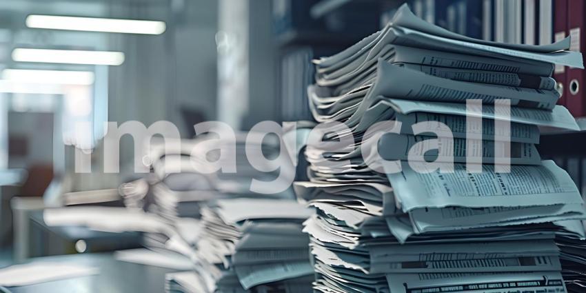 A Towering Pile of News: A Mountain of Paper in a Library