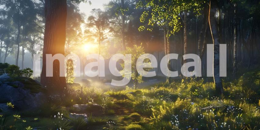A Sunlit Path Through the Misty Forest