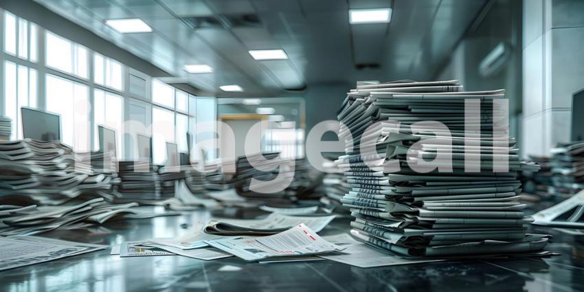 A Towering Pile of News: A Mountain of Paper in a Library