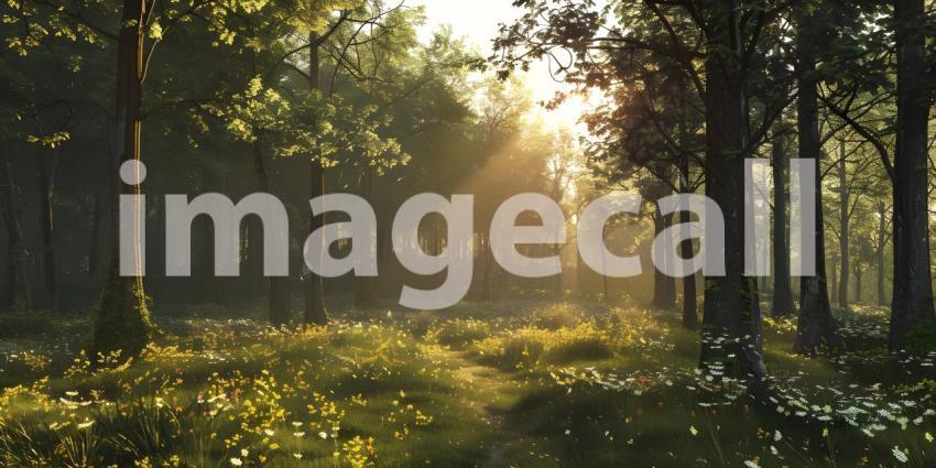 A Sunlit Path Through the Misty Forest