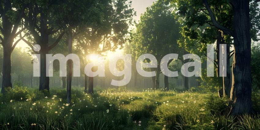 A Sunlit Path Through the Misty Forest