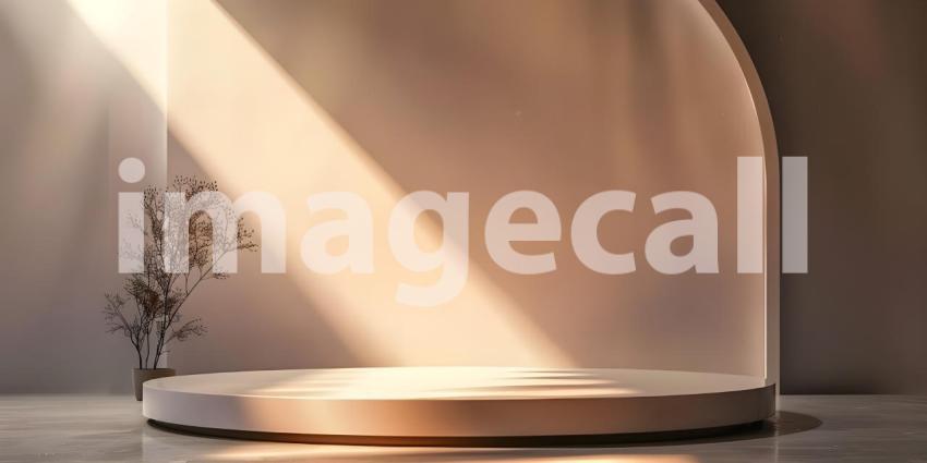 A Concrete Stage Bathed in Sunlight For Product