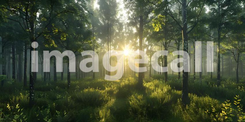 A Sunlit Path Through the Misty Forest
