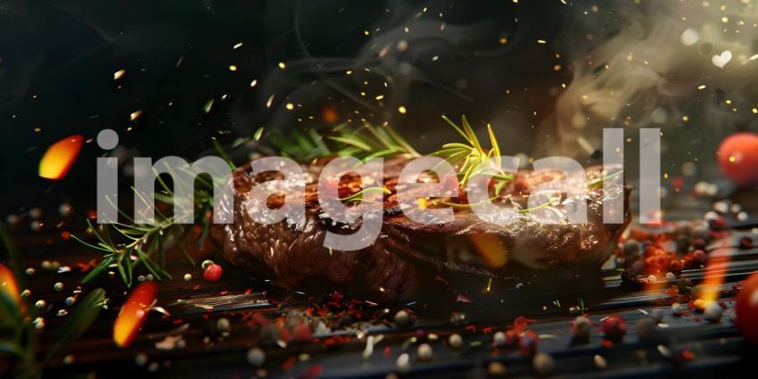 A Sizzling Symphony of Flavor: A Perfectly Grilled Steak with a Burst of Spices