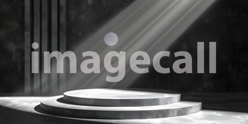 A Concrete Stage Bathed in Sunlight For Product