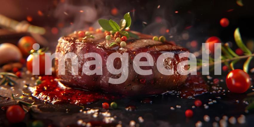 A Sizzling Symphony of Flavor: A Perfectly Grilled Steak with a Burst of Spices