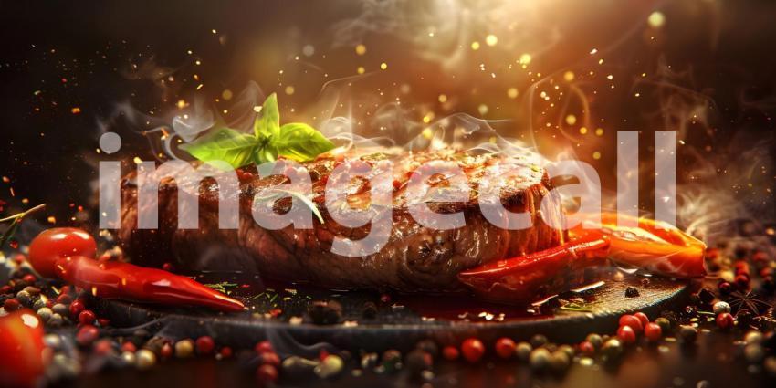 A Sizzling Symphony of Flavor: A Perfectly Grilled Steak with a Burst of Spices
