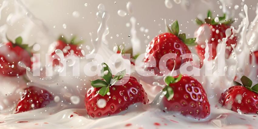 A Splash of Summer: Strawberries Drenched in Creamy Delight