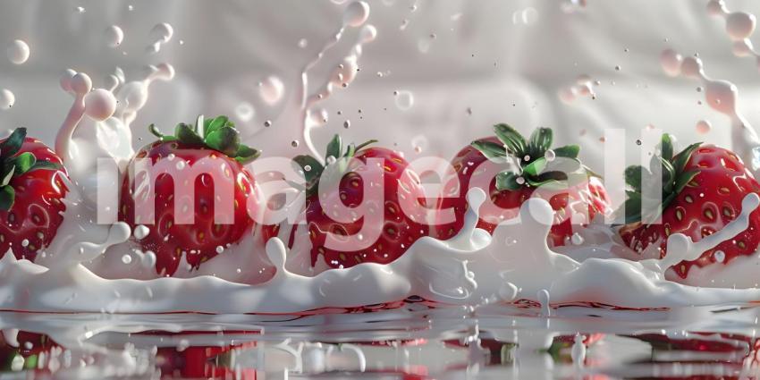 A Splash of Summer: Strawberries Drenched in Creamy Delight