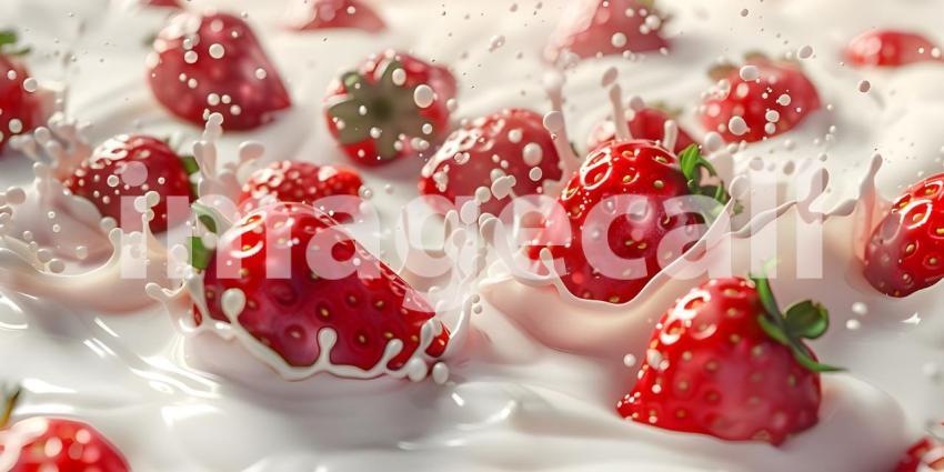A Splash of Summer: Strawberries Drenched in Creamy Delight