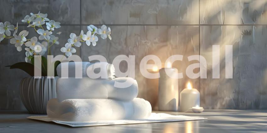 A Sanctuary of Serenity: A Spa-Inspired Setting with Soft Towels and Blossoming Orchids