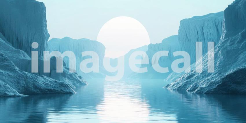 Pink Ice Canyon: A Dreamlike Arctic Landscape with Tinted Ice Cliffs and Reflecting Waters.