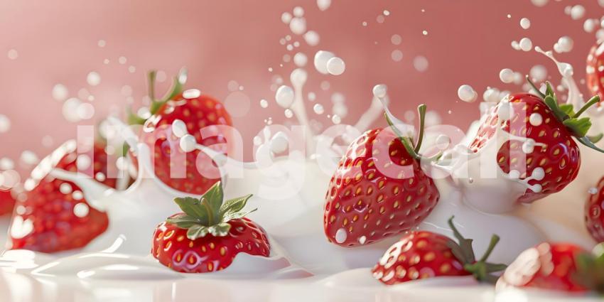 A Splash of Summer: Strawberries Drenched in Creamy Delight