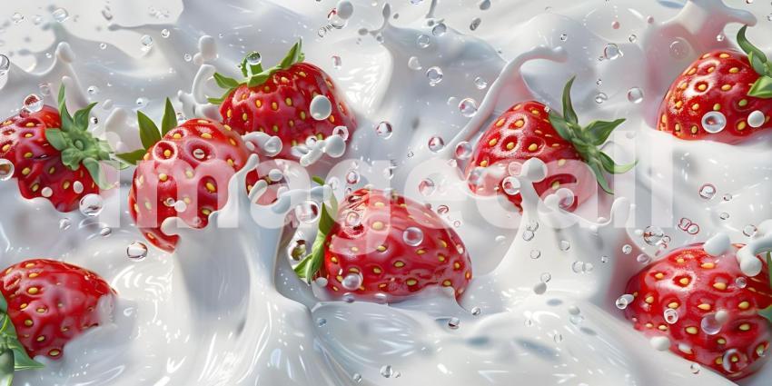A Splash of Summer: Strawberries Drenched in Creamy Delight
