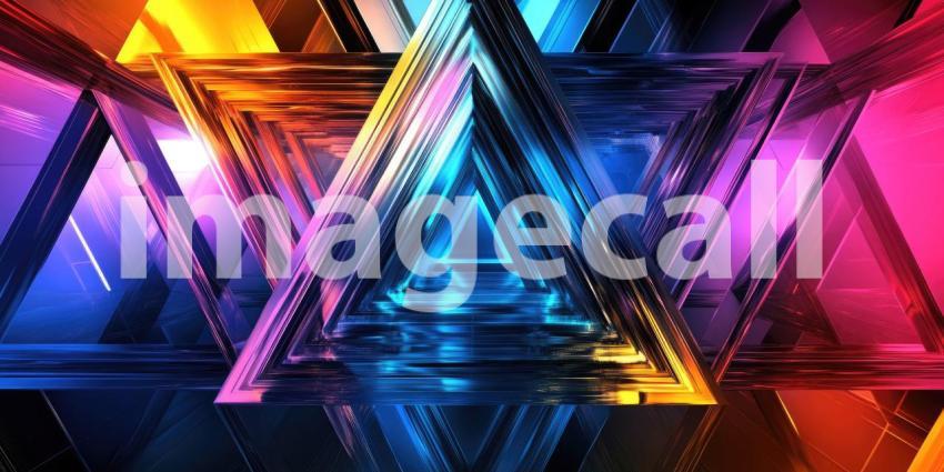 Crimson Triangle Tunnel: A Symmetrical Red Corridor with Illuminated Edges Leading to a Distant Apex.