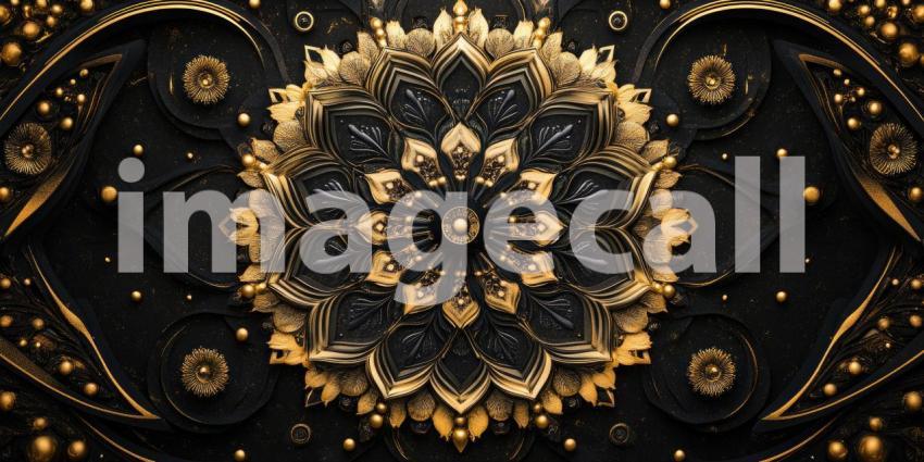 Black and Gold Mandala: Intricate Geometric Patterns Radiating from a Central Point.