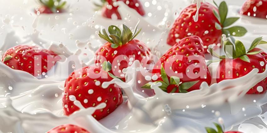 A Splash of Summer: Strawberries Drenched in Creamy Delight