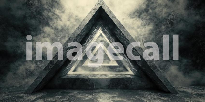 Crimson Triangle Tunnel: A Symmetrical Red Corridor with Illuminated Edges Leading to a Distant Apex.