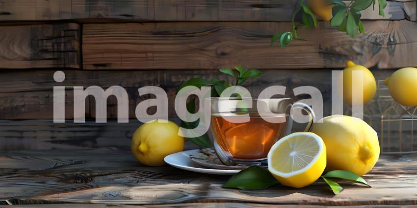 A Sunlit Moment: Lemon Tea and Warmth on a Wooden Table