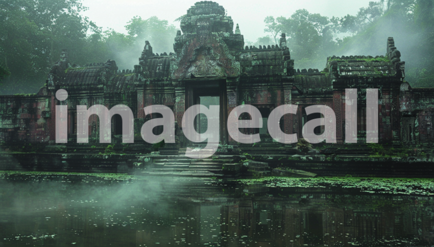 Cspreeti Front view of a lost temples faade partially submerg 736fd204 8258 4dfa a541 0860b8235e55 0