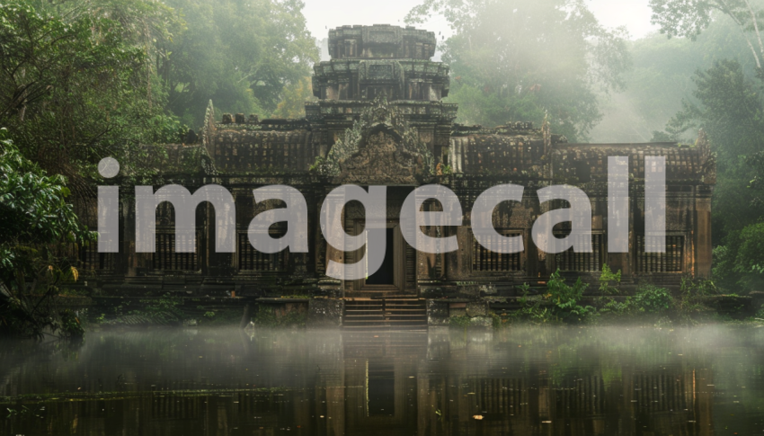 Cspreeti Front view of a lost temples faade partially submerg 736fd204 8258 4dfa a541 0860b8235e55 2