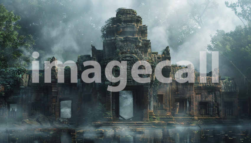 Cspreeti Front view of a lost temples faade partially submerg 736fd204 8258 4dfa a541 0860b8235e55 3