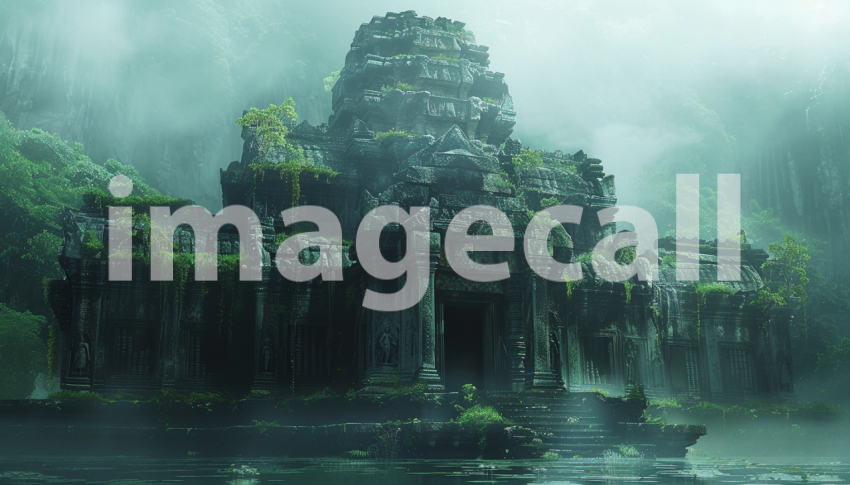 Cspreeti Front view of a lost temples faade partially submerg 736fd204 8258 4dfa a541 0860b8235e55 1