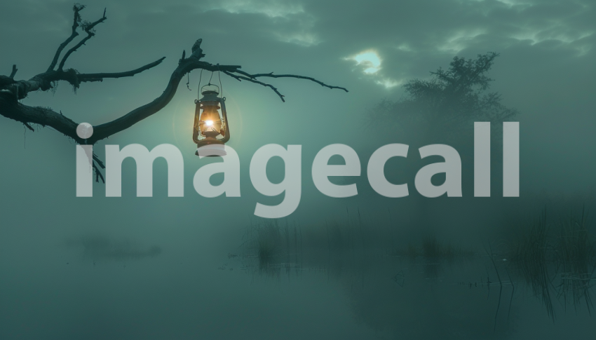 Cspreeti Front view of a solitary lantern hung from a crooked d63742ea 2409 4463 9902 c9a2499af9da 0