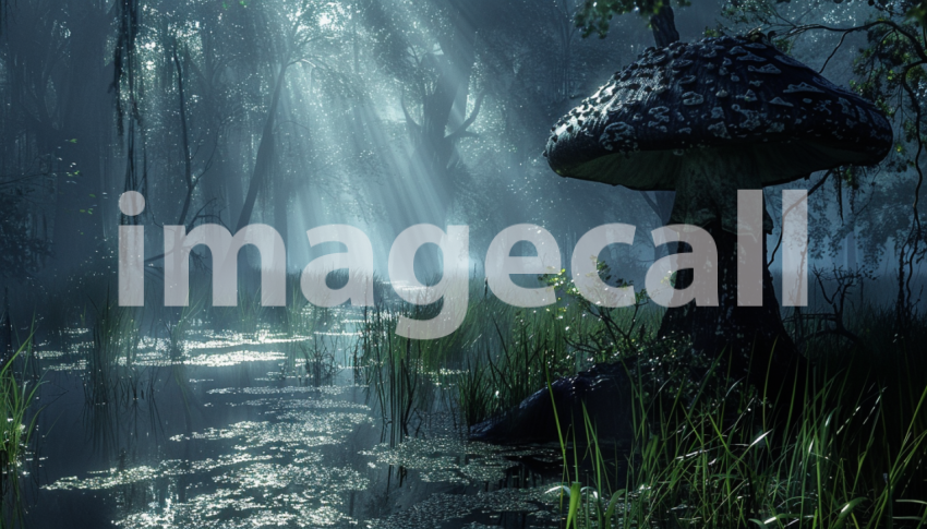 Cspreeti Front view of an eerie glowing fungus illuminating t 0cc88d33 9073 41cf ad2d 748f6a43802c 0