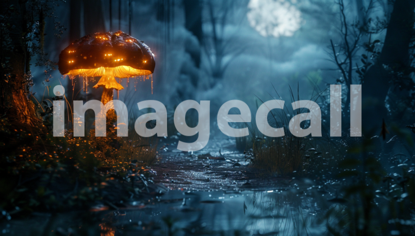 Cspreeti Front view of an eerie glowing fungus illuminating t 0cc88d33 9073 41cf ad2d 748f6a43802c 1