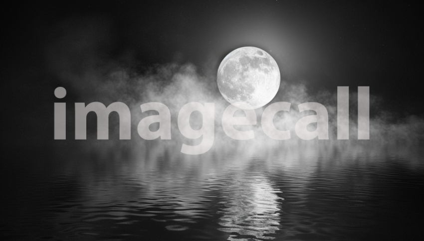 Cspreeti Front view of a dark pool reflecting the moon surrou 56260adc 33ff 4413 a4c0 df187709d40d 2